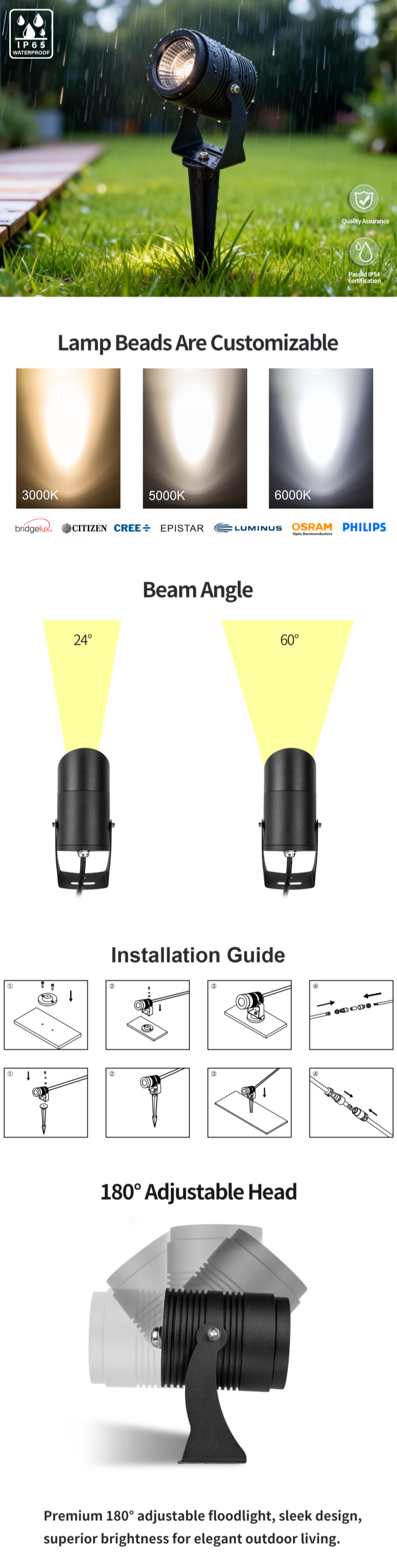 garden led spike spot light