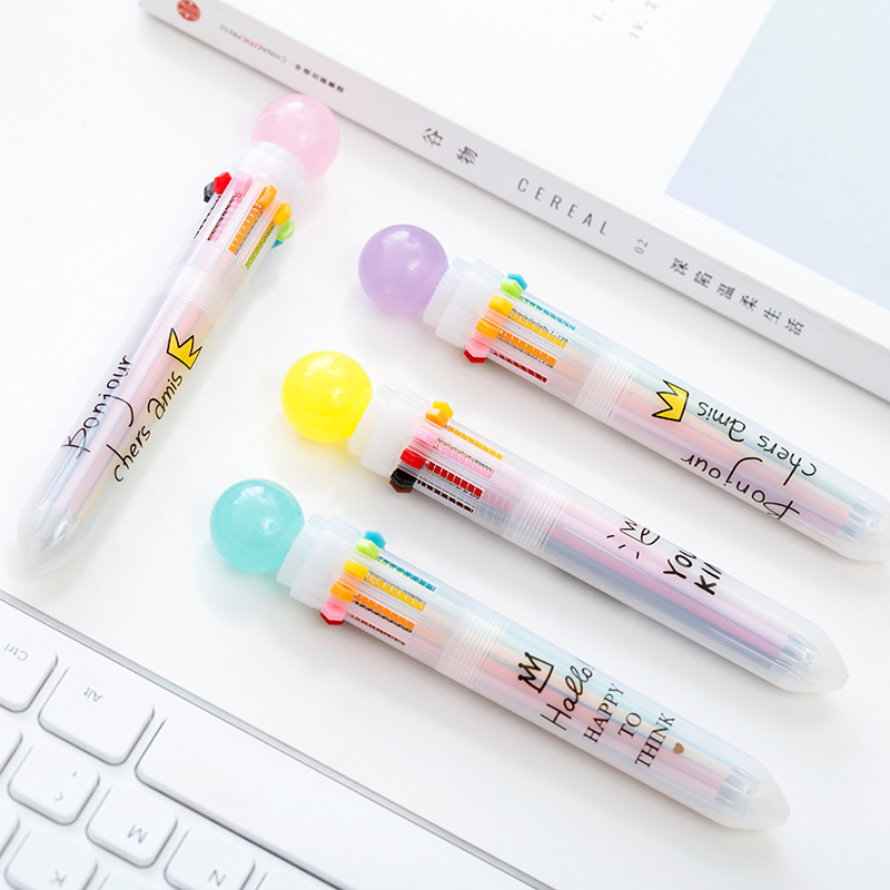 Multi Color Pen 0.5mm Ballpoint Pen 10 Colors Highlighter Maker Pens for Writing Stationery Office Accessories School Supplies
