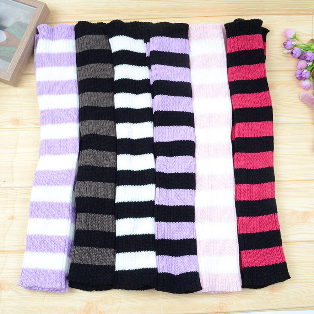 Korean Japanese Leg Warmers Girls Over The Knee Stripe Color Matching Pile Socks Latin Ballet Dance Leg Protector