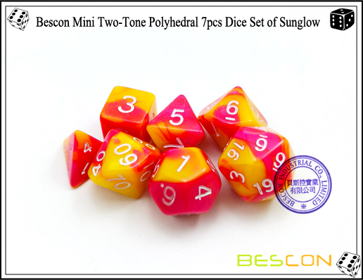 Bescon Mini Two-Tone Polyhedral 7pcs Dice Set of Sunglow-5