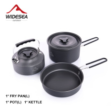 Widesea Camping Equipment 3pcs Cookware Set of Cooking Pot Frying Pan Tourist Kettle Tourism Supplies Hike Utensils