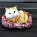 Car Ornament Plush Simulation Mini-nest Cat Decoration Kids Toy Cute Kitten Automobile Interior Dashboard Decor Accessories Gift