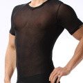 Men Undershirts Male Sleepwear See-Through Tops Tees Short Sleeve Basic T Shirts Transparent Tops Underwear Breathable Clothing