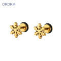 Small gold plated snowflake earrings studs