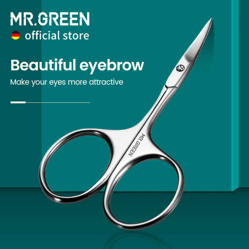 MR.GREEN Eyebrow Scissors Curved Blade Professional Stainless Steel Manicure Precision Trimmer Eyebrow Eyelash Hair Remover Tool
