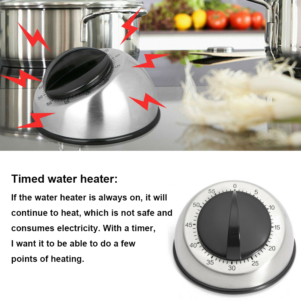 Mechanical 60 Minutes Stainless Steel Kitchen Timer Round Shape Kitchen Cooking Timer Time Reminder Kitchen Tool
