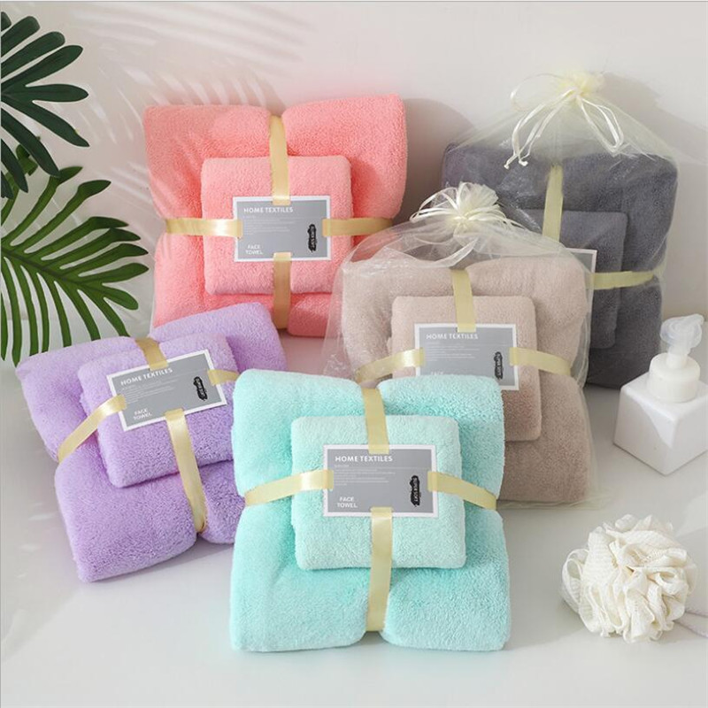 24 Colors Coral Fleece Absorbent Hair Swimming Face Hand Bath Towel Sets Microfibre Towels Bathroom Towels Microfiber Towel Set