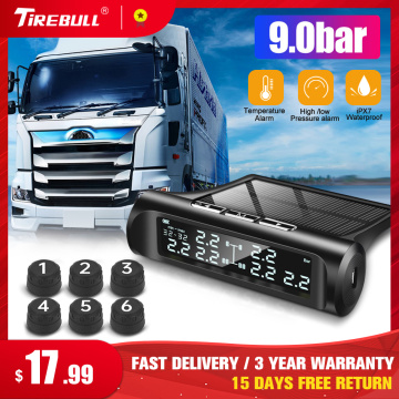 Tirebull 3.5/8/9 Bar Tire Pressure Monitoring System Solar TPMS External Sensor Tire Pressure Real Time Truck Car Alarm Monitor