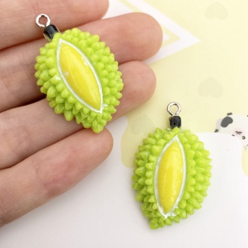 26mm Resin Simulation Green Fresh Durian Fruit Pendant DIY Accessories Charms Handmade Necklace Keychains Earrings 50PCS