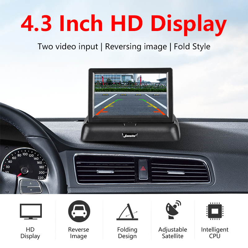 Vtopek 4.3 Inch HD Display Foldable Car Monitor TFT LCD Camera Screen Reverse Camera Parking System for Car Rearview Monitors