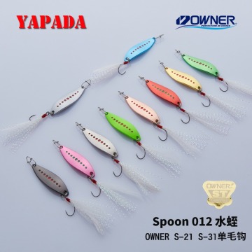 YAPADA Spoon 012 New Leech 2g-3g OWNER Single Hook+Feather 33mm-38mm Multicolor Zinc alloy Metal Small Spoon Fishing Lures Trout