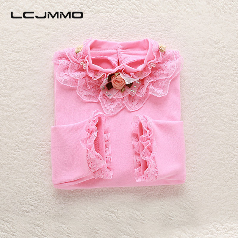 LCJMMO 2020 New Spring Girl Blouses Shirts Lace Long Sleeve School Girl Blouse Tops Children Clothing Bead Collar Blouse Shirt