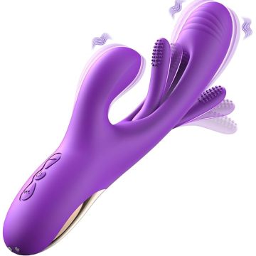 Vibrating Rabbit Dildo with Hollow Flapping Design