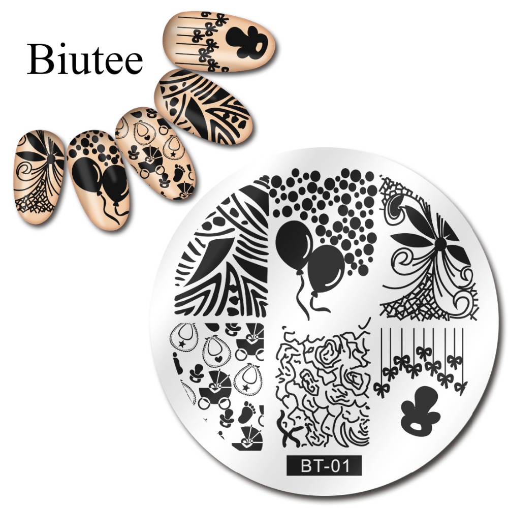 1pc 56 Designs Available Biutee Stamping Plate Lace Starfish & Shell Negative Space Leaves Flowers Animals Nail Template