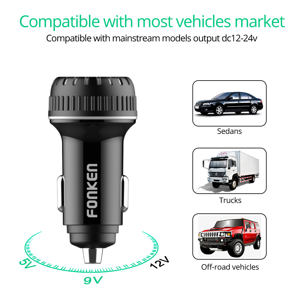 FONKEN USB Car Charger quick charge 3.0 for mobile Phone Adapter Dual USB Fast Charging Dash Charger for samsung huawei xiaomi