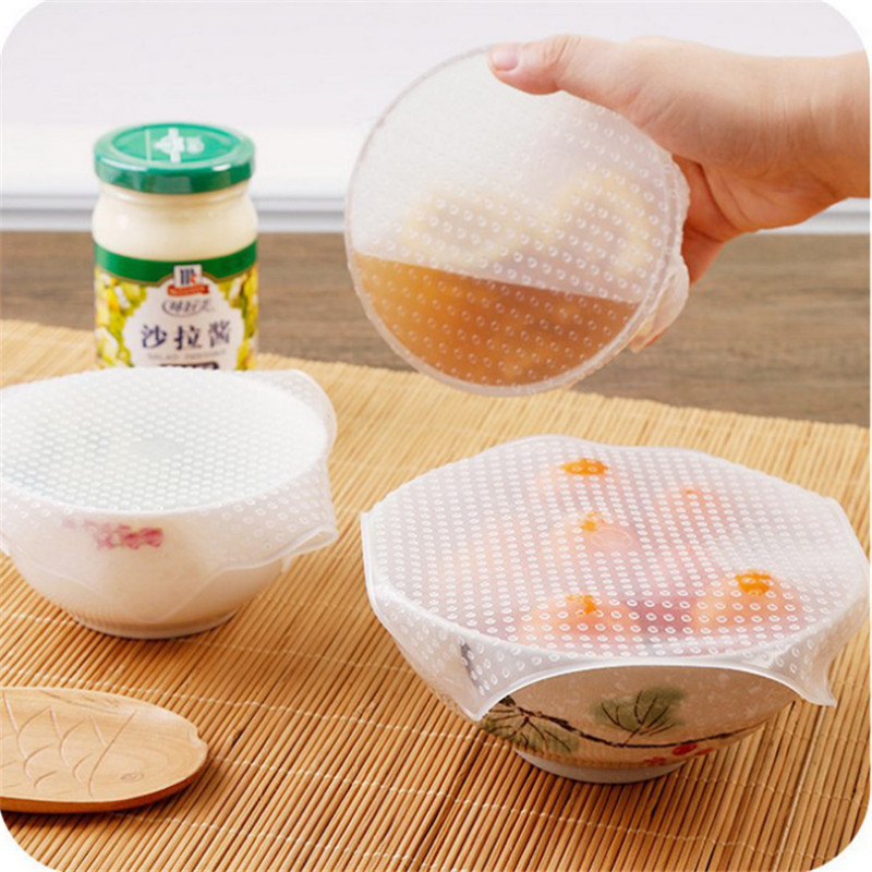 Kitchen Accessories 3Pc Kitchen Gadget Silicone Fruit Wraps Seal Cover Stretch Cling Film Fruit Food Fresh Keep for Kitchen-S