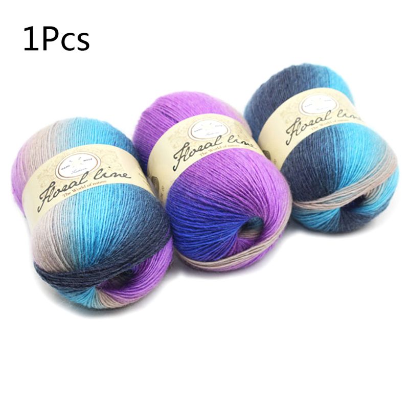 Soft Worsted Yarn Rainbow Gradient Colors DIY Baby Knitting Wool Shawl Scarf Crochet Thread Supplies