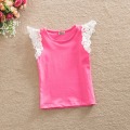 Summer Infant Kids Cotton T-Shirt Baby Girls Princess Lace Sleeve Tops