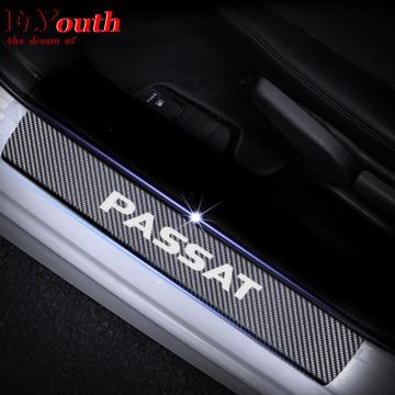 Car Door Sill Scuff Plate For VW Volkswagen Passat Reflective 4D Carbon Fiber Sticker Welcome Pedal Threshold Auto Accessories