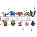 Original 1pcs Bulldog Shoe Croc Charms Alien Rainbow Astronaut Planet PVC Shoe Decoration Accessories JIBZ fit Kids Party Gifts