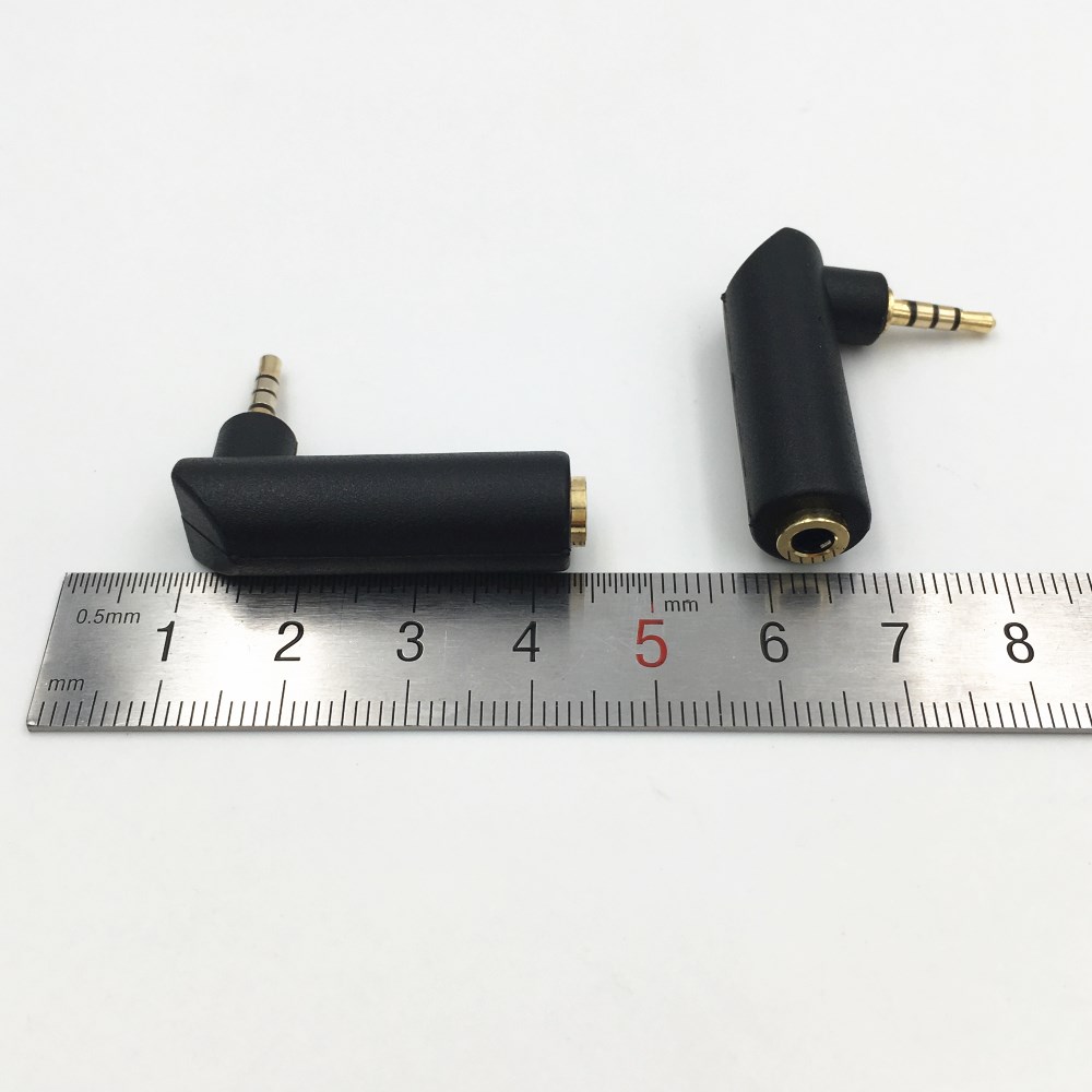 1Pcs Gold Right Angle 3.5mm 3 / 4 Pole Female Stereo to 2.5mm / 3.5mm Male Audio Plug L Shape Jack Adapter Connector