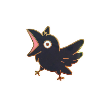 Screaming crow enamel pin transient art brooch raven black bird lapel badge cute witchcraft accessory