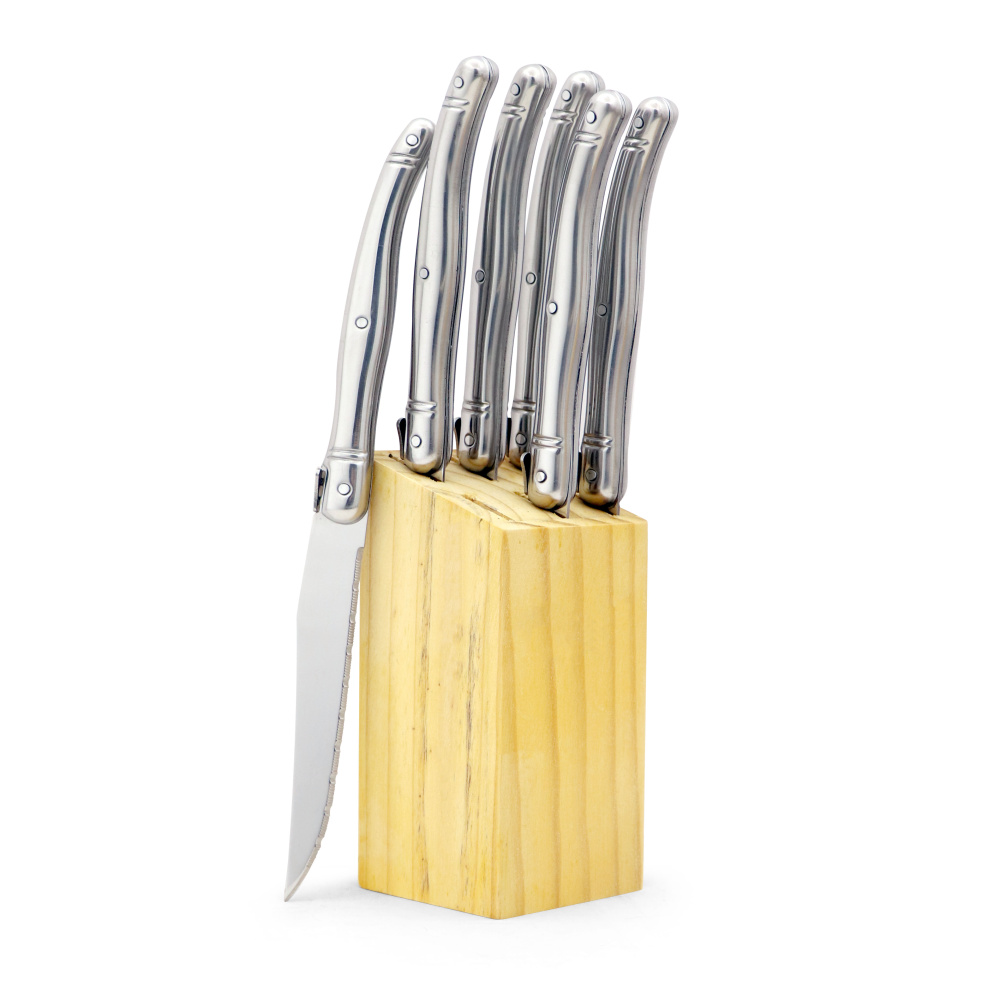 7pcs Stainless Steel Steak Knife Set Laguiole Dinnerware Restaurant Bar Kitchen Tableware Set Cutlery Dinner Knives