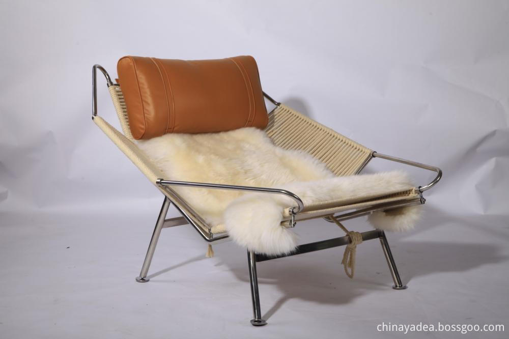 Leather Lounge Chair With Sheep Skin