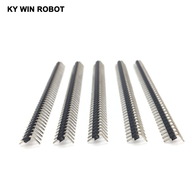 10pcs 40 Pin 1x40 Single Row 90 - degree 2mm Pin Header Angle Connector Plated copper Strip bending