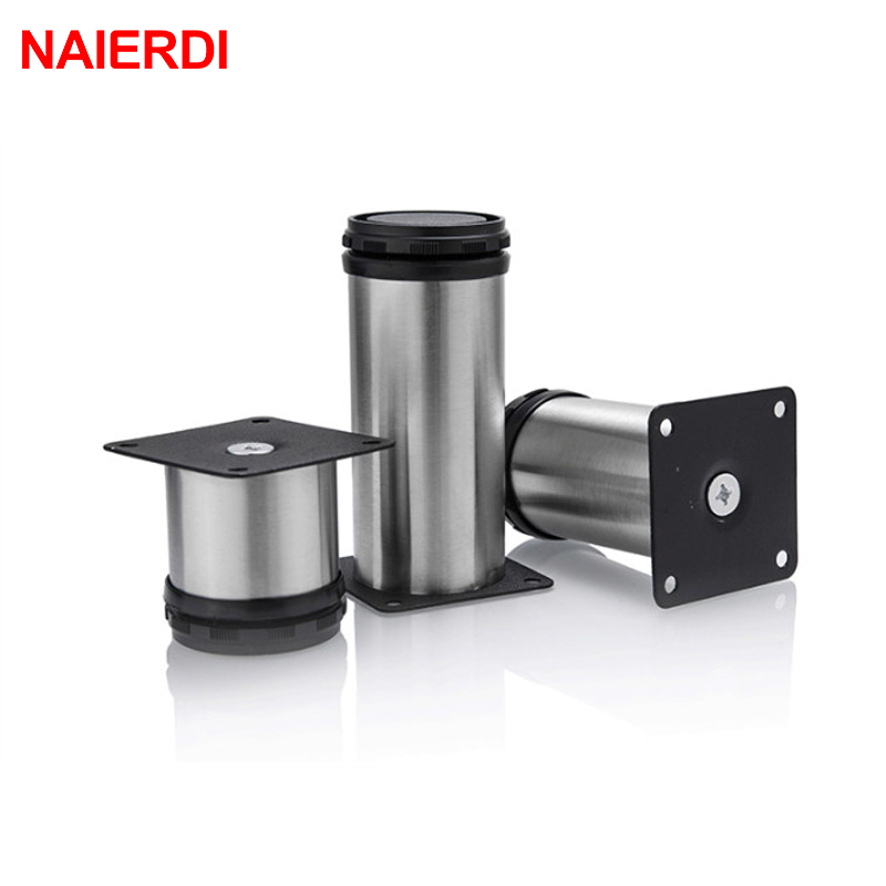 NAIERDI 5CM-30CM Furniture Adjustable Cabinet Legs Stainless Steel Table Sofa Metal Foot With Screws Home Improvement Hardware