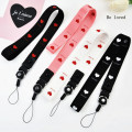 2 IN 1 Detachable Buckle Mobile Phone Straps Black Pink Cute Love Heart Multi-function Phone Lanyard Neck Strap Rope Wholesale