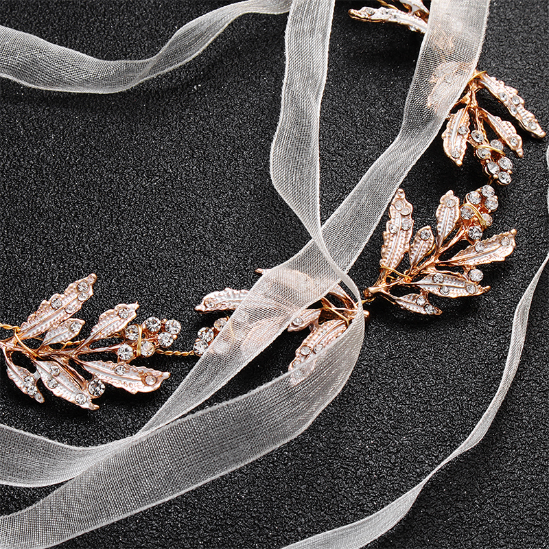 Classic Leaves Thin Crystal Handmade Wedding Belts & Sashes Bridal Dress Accessories Skinny Sashes for Bride Bridesmaids