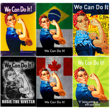 WE Can Do It Vintage Metal Plates Pub Wall Painting Home Decor Bar Tin Signs Sexy Girl Art Poster Beauty Decoration 20*30cm A355