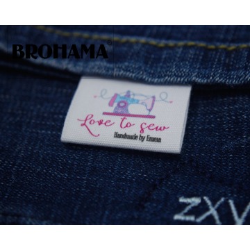 Sewing labels / custom brand labels, clothing labels, Sewing machine, fabric 100% cotton, High quality printing (MD544)