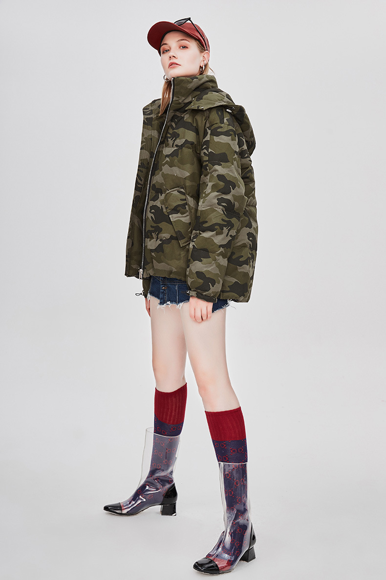 Loose Camouflage Hoodie Puff Jacket