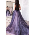 Smileven Lavender And Black Sweetheart Neck Prom Gowns Lace Applique Evening Party Gowns Tulle Long Cocktail Dresses