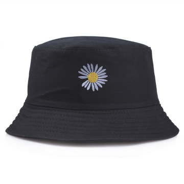 Black White Daisy Bucket Hat Unisex Bob Caps Flower Hip Hop Gorros Men women 2020 Summer Panama Cap Beach Sun Fishing boonie Hat