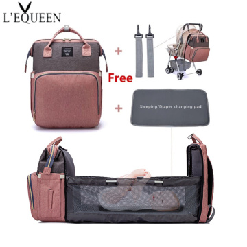 LEQUEEN Large Capacity Diaper Bag Backpack Multifunctional Baby Bed Bags Maternity Nursing Handbag Stroller Bag with Hooks Bag