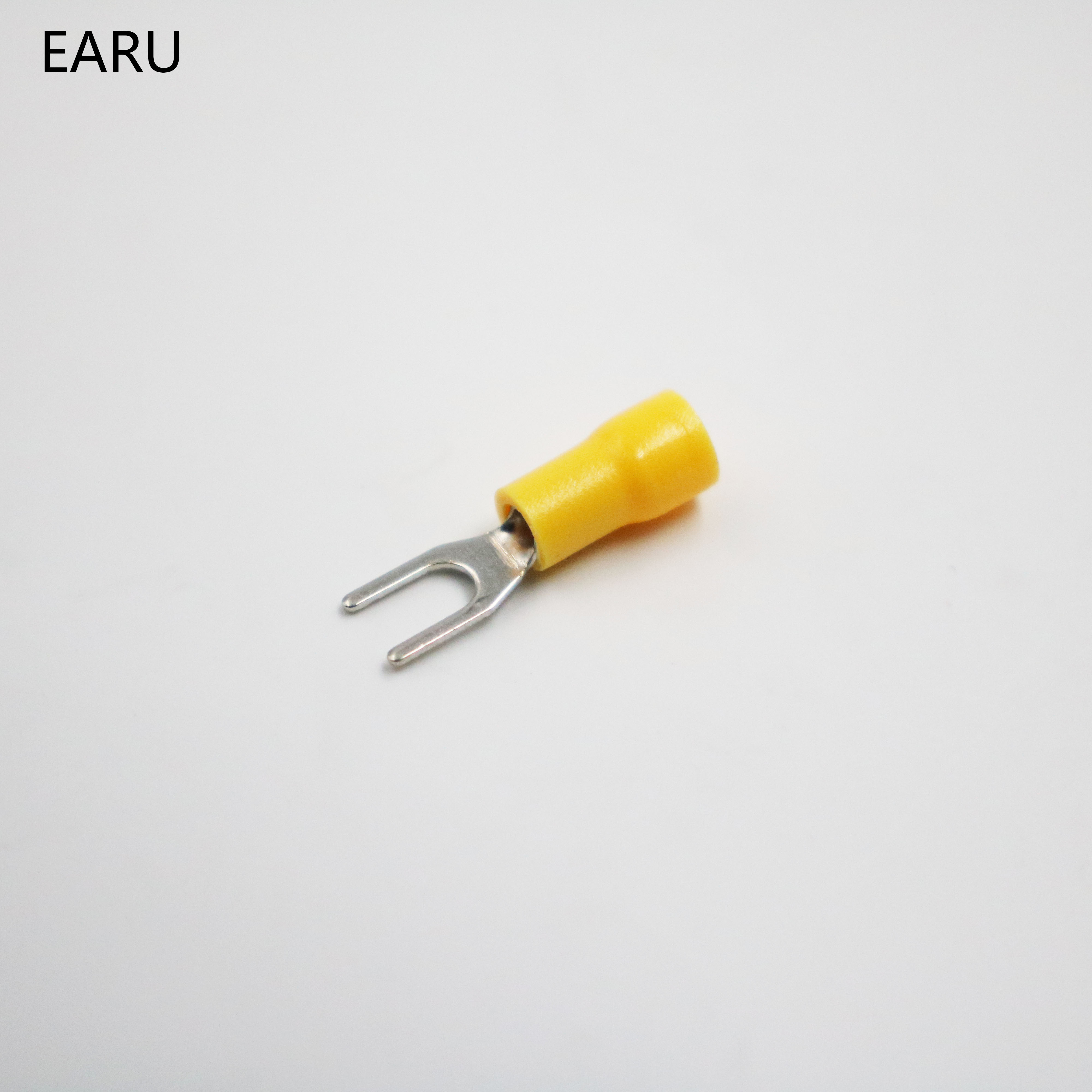 SV5.5-6 Yellow Furcate terminals Cable Wire Connector 100PCS 16~14AWG Yellow Furcate Fork Spade Crimp Terminals SV5-6 SV