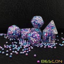 Bescon Pearl Polyhedral Dice Set, Peacock Pearl Poly RPG Dice set of 7