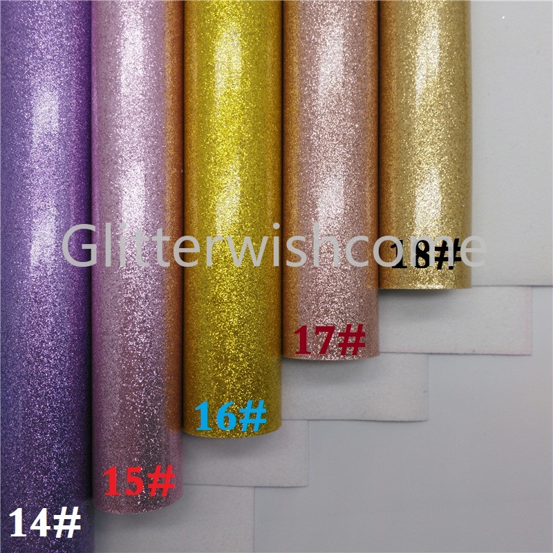 Glitterwishcome 21X29CM A4 Size Smooth Glitter Fabric, Glitter Leather Sheets, Synthetic Leather Fabric Sheets for Bows, GM439A