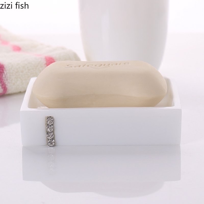 Imitation Diamond Texture Soap Dish Holder Toilet Shower Trays White Soap Box Bathroom Accessories Shelf Basket Bath Supplies