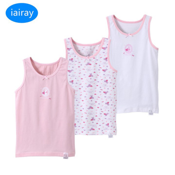 iairay 3pcs/set summer cotton tank tops for girls sleeveless t shirt kids singlets pink white undershirt fashion girl underwear