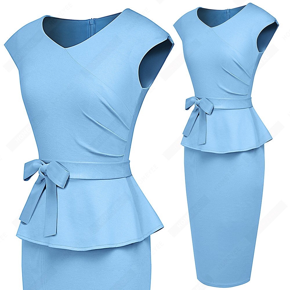 Elegant Classic Bow Bandage Workwear Formal Slim Fashion Business Office Lady Dress EB585