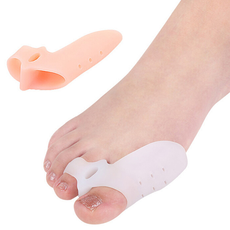 2Pcs Silicone Gel Foot Fingers Two Hole Toe Separator Thumb Valgus Protector Bunion Adjuster Hallux Valgus Guard Feet Care