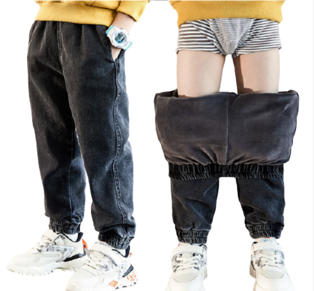 New autumn winter boys jeans 3-12 years children denim trousers loose pants for baby boys jeans kids plus velvet