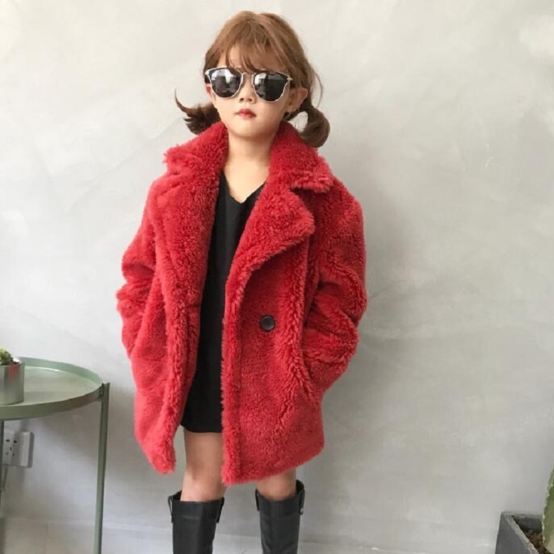 Fashion Baby Girl Winter Jacket Fur Thick Toddler Child Warm Sheep Like Coat Wool Baby Outwear High Quality Girl Clothes 2-14Y