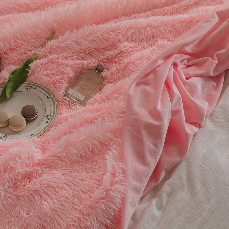 Solid Color Plush Blanket Gray Pink Green Soft Flannel Thick Blanket Bedding for Spring Autumn and Winter Bed Cover Leisure Sofa