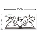 Never Stop Reading Quote Wall Stickers Vinyl Wall Decal Open Book Reading Room Library Decor Removable Murals Wallpaper