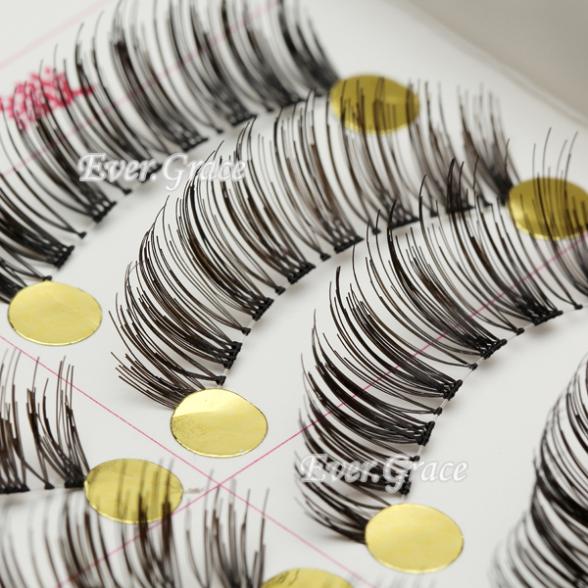 10 Pairs Makeup Handmade Eye Lash Free Shipping False Eyelash Natural Look Black Thick Eyelashes Cosmetic Transparent Stem